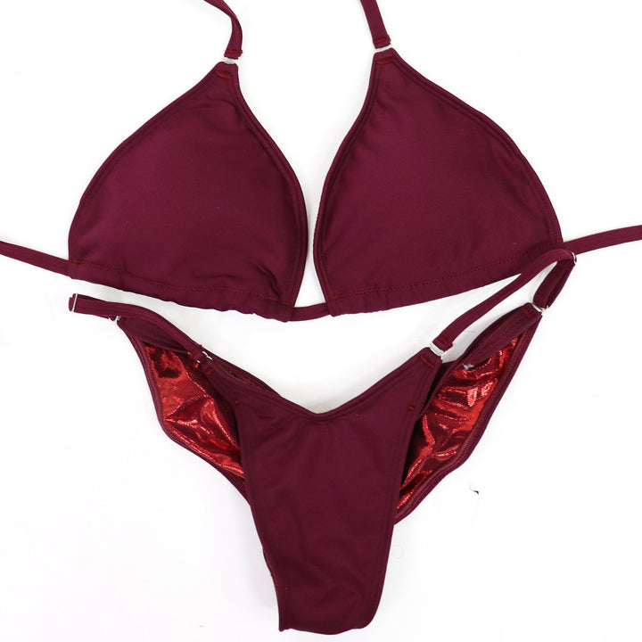 QS ST:  Matte Maroon Posing Practice Suit. Medium/Brazilian.