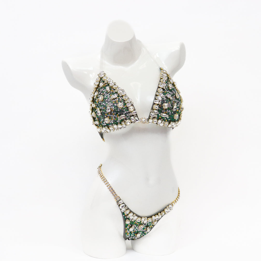 QS ST: Gold Green Your Couture. Medium Molded/Pro with Modest Front.
