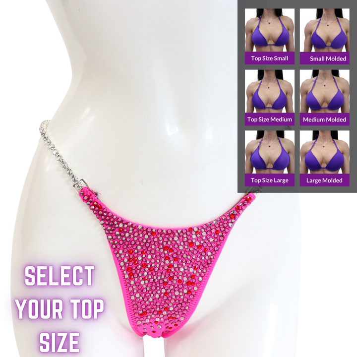 QS SZ: Crystal Radiance. Matte Pink. Select Your Top/Pro.  Angel Competition BikinisThe best NPC Competition Suits for the Bikini Division, Fit Model Division Suits, and bodybuilding suits.