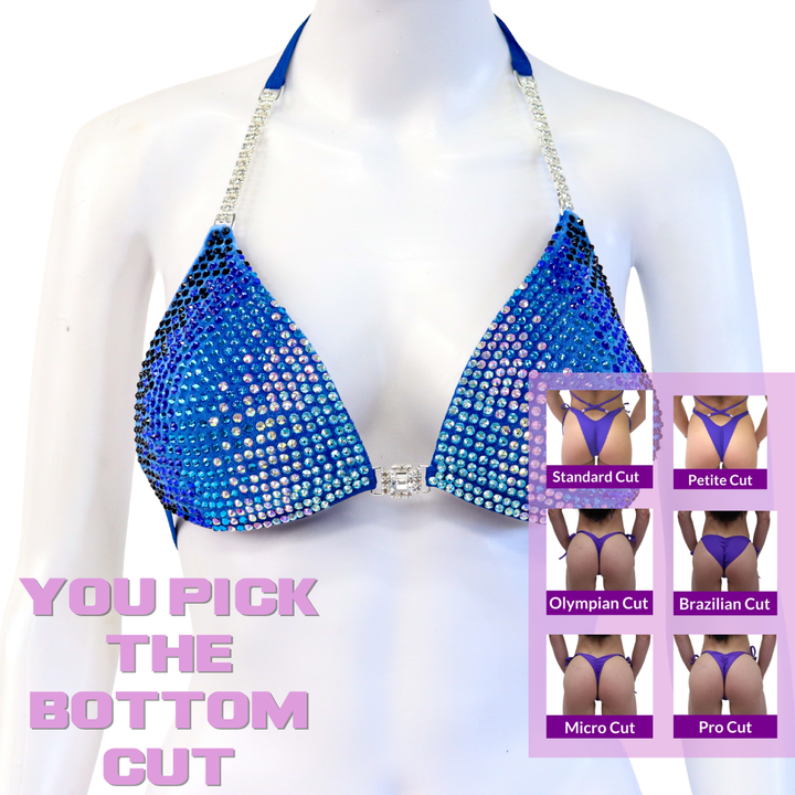 QS SZ: Diamond Cascade. Velvet Royal. Medium Molded.  Angel Competition BikinisThe best NPC Competition Suits for the Bikini Division, Fit Model Division Suits, and bodybuilding suits.
