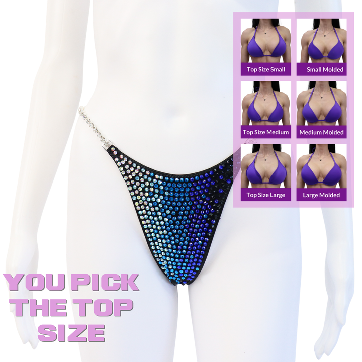 QS SZ: Diamond Cascade. Wet Black. Pro.  Angel Competition BikinisThe best NPC Competition Suits for the Bikini Division, Fit Model Division Suits, and bodybuilding suits.