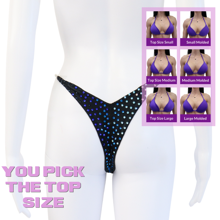 QS SZ: Diamond Cascade. Wet Black. Pro.  Angel Competition BikinisThe best NPC Competition Suits for the Bikini Division, Fit Model Division Suits, and bodybuilding suits.