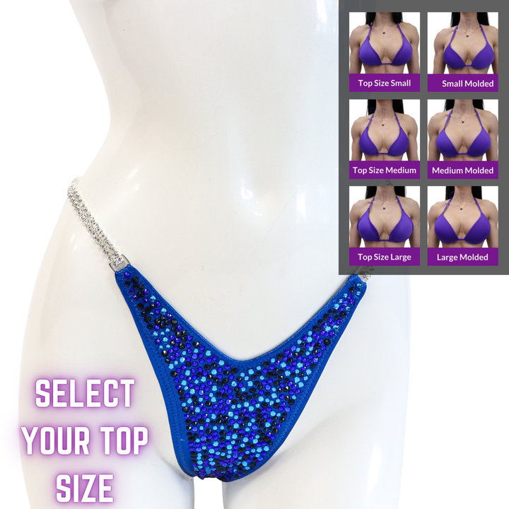 QS SZ: Crystal Radiance. Hologram Electric Blue. Select Your Size/Wellness Pro.  Angel Competition BikinisThe best NPC Competition Suits for the Bikini Division, Fit Model Division Suits, and bodybuilding suits.