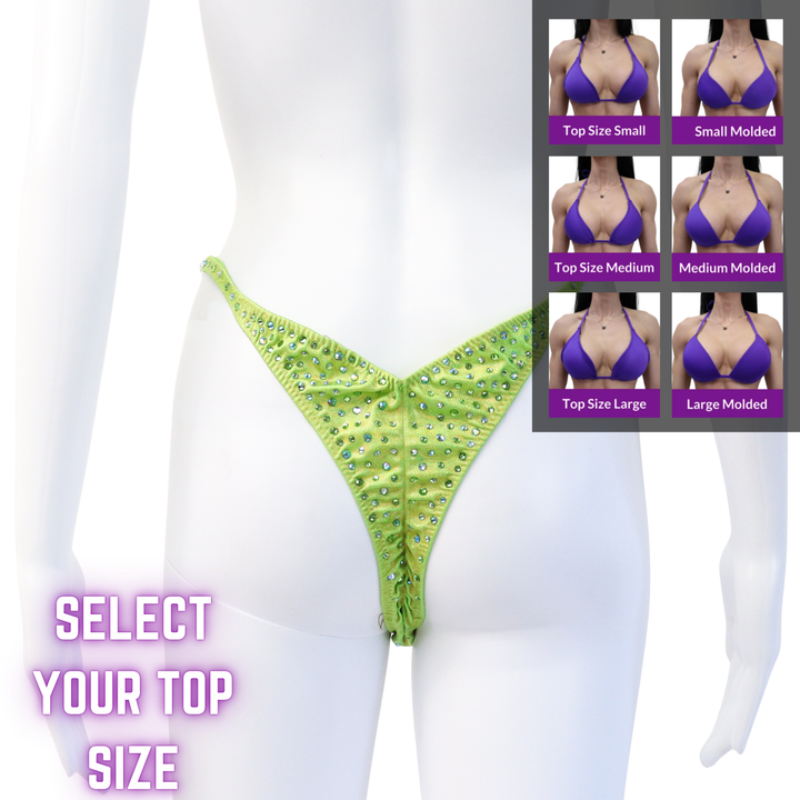 QS SZ: Deshae's Tinkerbelle Radiance. Extra Modest Pro.  Angel Competition BikinisThe best NPC Competition Suits for the Bikini Division, Fit Model Division Suits, and bodybuilding suits.