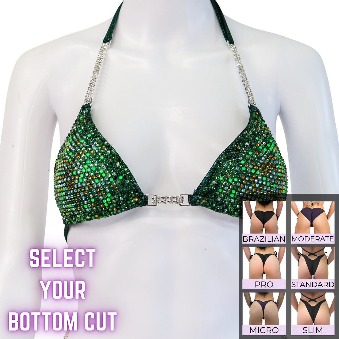 QS SZ: Ashley's Sweet Pea Nova. Small/Select Your Bottoms.  Angel Competition BikinisThe best NPC Competition Suits for the Bikini Division, Fit Model Division Suits, and bodybuilding suits.