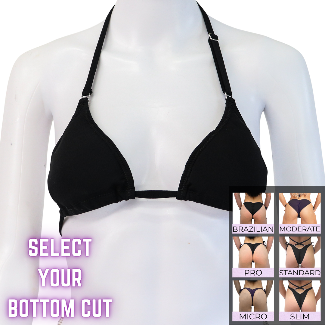 QS SZ: Matte Black Posing Practice Suit. Small/Select Your Bottom.  Angel Competition BikinisThe best NPC Competition Suits for the Bikini Division, Fit Model Division Suits, and bodybuilding suits.