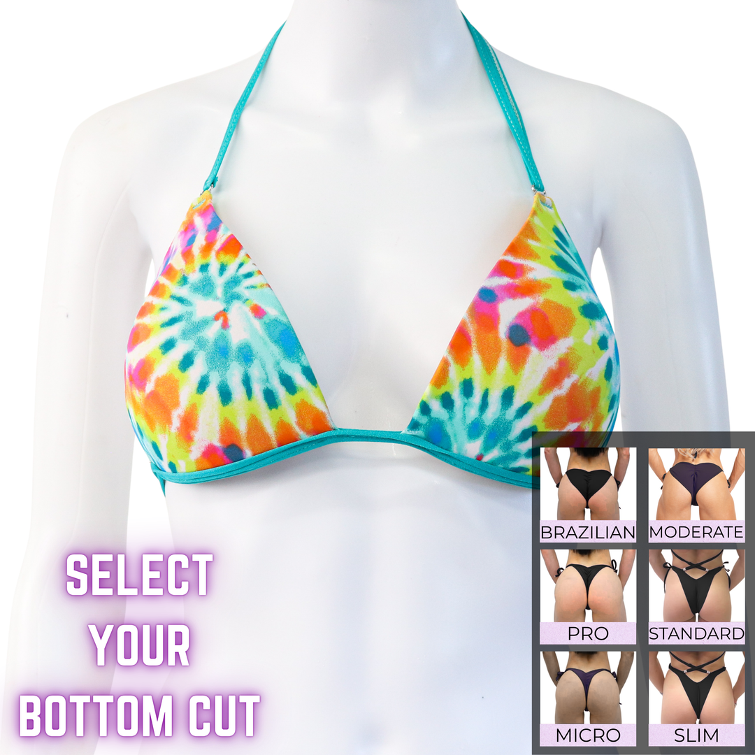 QS SZ: Tie Dye Posing Practice Suit. Large Molded.  Angel Competition BikinisThe best NPC Competition Suits for the Bikini Division, Fit Model Division Suits, and bodybuilding suits.