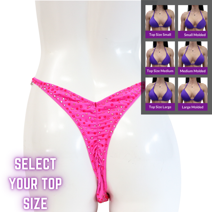 QS SZ: The Ultimate Pink Radiance. Select Your Top/Pro with Petite Rise.  Angel Competition BikinisThe best NPC Competition Suits for the Bikini Division, Fit Model Division Suits, and bodybuilding suits.