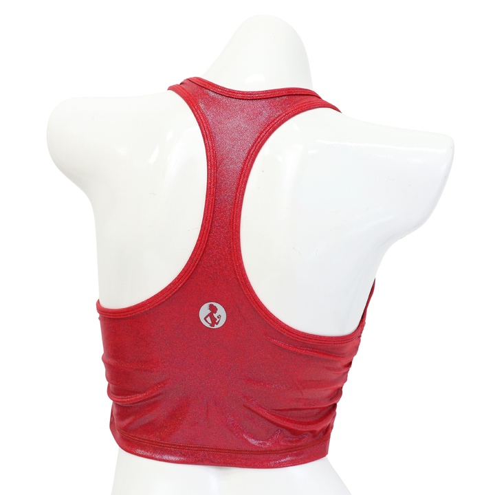 QS CL: Vinyl AFS Red Metallic Sports Bra- Large  Angel Competition BikinisThe best NPC Competition Suits for the Bikini Division, Fit Model Division Suits, and bodybuilding suits.
