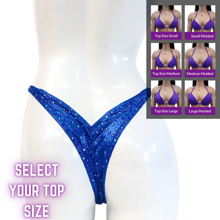 QS SZ: Diamond Nova. Hologram Electric Blue. Select Your Top/Pro.  Angel Competition BikinisThe best NPC Competition Suits for the Bikini Division, Fit Model Division Suits, and bodybuilding suits.
