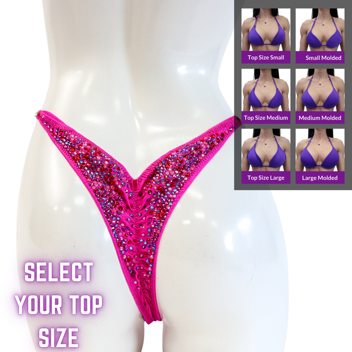 QS SZ: Fuchsia Candy Radiance. Select Your Top/Wellness Pro.  Angel Competition BikinisThe best NPC Competition Suits for the Bikini Division, Fit Model Division Suits, and bodybuilding suits.