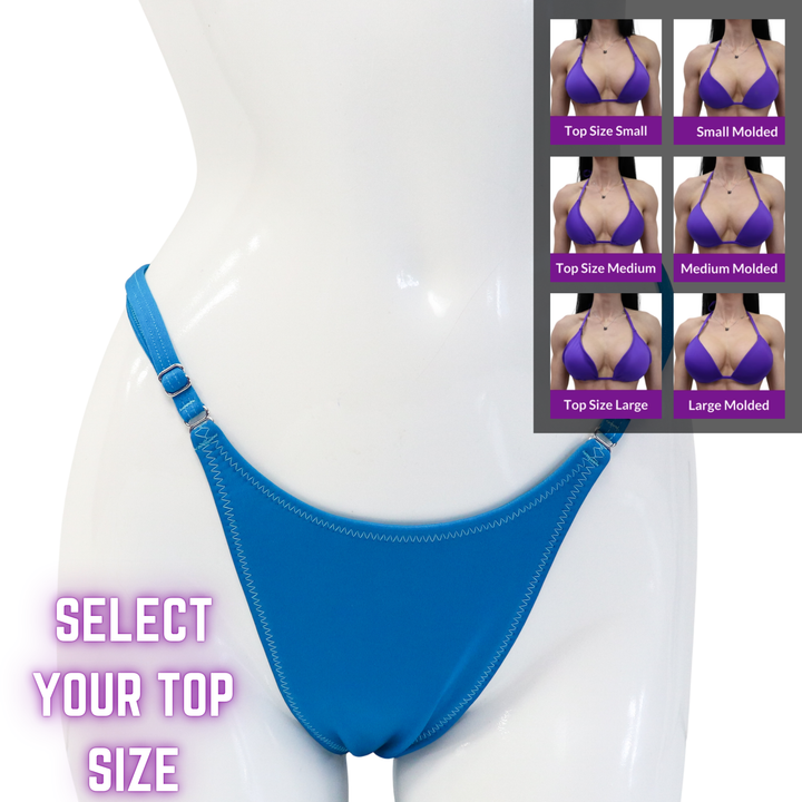 QS SZ: Matte Turquoise Posing Practice Suit. Select Your Top/Pro, Extra Modest Rise.  Angel Competition BikinisThe best NPC Competition Suits for the Bikini Division, Fit Model Division Suits, and bodybuilding suits.
