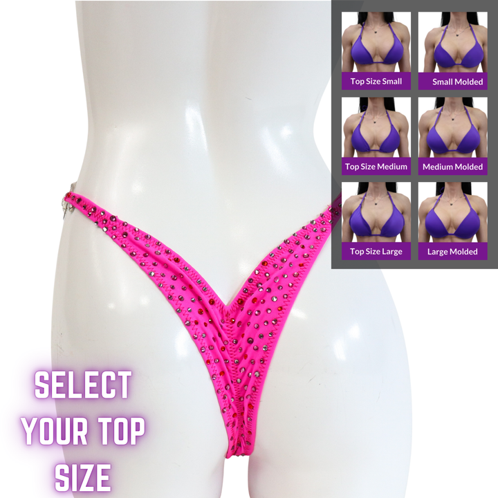 QS SZ: Crystal Radiance. Matte Pink. Select Your Top/Pro.  Angel Competition BikinisThe best NPC Competition Suits for the Bikini Division, Fit Model Division Suits, and bodybuilding suits.