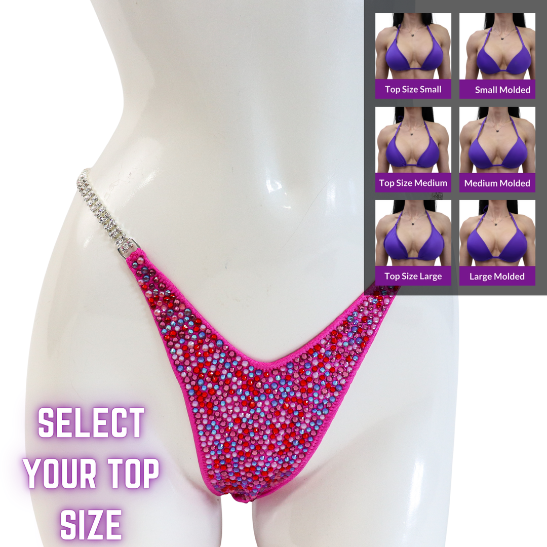 QS SZ: Fuchsia Candy Radiance. Select Your Top/Wellness Pro.  Angel Competition BikinisThe best NPC Competition Suits for the Bikini Division, Fit Model Division Suits, and bodybuilding suits.