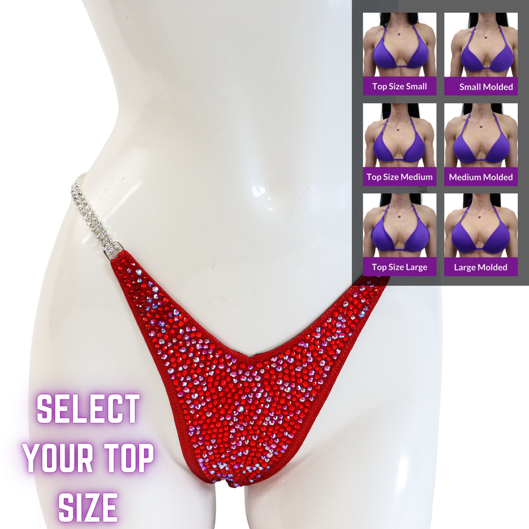 QS SZ: Ashley K's Signature Red Radiance. Select Your Top/Wellness Pro.  Angel Competition BikinisThe best NPC Competition Suits for the Bikini Division, Fit Model Division Suits, and bodybuilding suits.