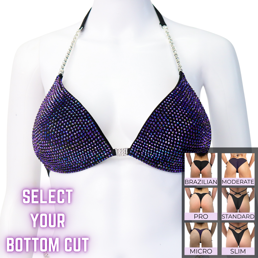 QS SZ: Velvet Chameleon Chrome Pro. Medium Molded. Select Your Bottoms.  Angel Competition BikinisThe best NPC Competition Suits for the Bikini Division, Fit Model Division Suits, and bodybuilding suits.