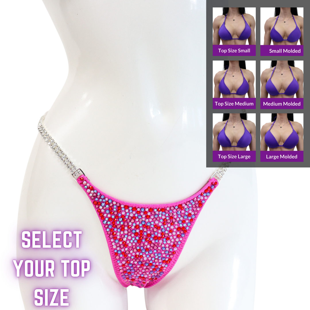 QS SZ: Fuchsia Candy Radiance. Select Your Top/Pro.  Angel Competition BikinisThe best NPC Competition Suits for the Bikini Division, Fit Model Division Suits, and bodybuilding suits.