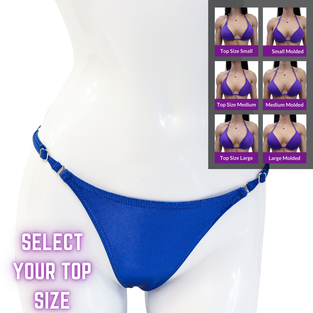 QS SZ: Hologram Electric Blue Fit Model Suit. Select Your Top/Fit Model 2.  Angel Competition BikinisThe best NPC Competition Suits for the Bikini Division, Fit Model Division Suits, and bodybuilding suits.