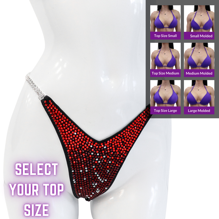 QS SZ: Angel Pro Gradient. Wet Black. Select Your Top/Wellness Pro, Modest Rise.  Angel Competition BikinisThe best NPC Competition Suits for the Bikini Division, Fit Model Division Suits, and bodybuilding suits.