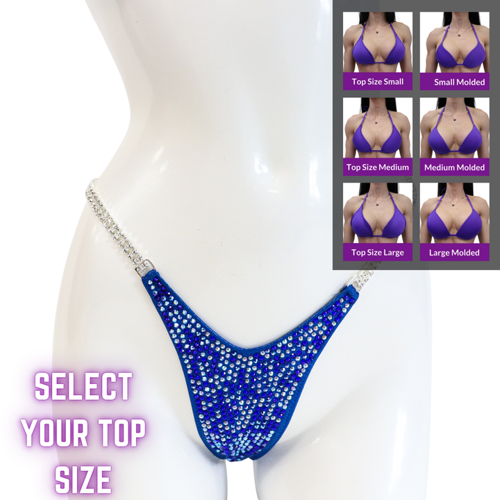 QS SZ: Blue Multi Color Pro. Select Your Top/Wellness Pro.  Angel Competition BikinisThe best NPC Competition Suits for the Bikini Division, Fit Model Division Suits, and bodybuilding suits.