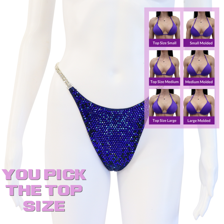 QS SZ: Navy Night Nova. Pro with Modest Rise.  Angel Competition BikinisThe best NPC Competition Suits for the Bikini Division, Fit Model Division Suits, and bodybuilding suits.