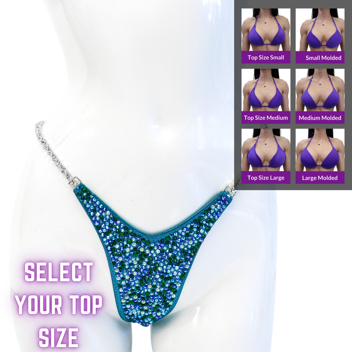 QS SZ: Triumphant Teal Radiance. Select Your Top/Wellness Pro.  Angel Competition BikinisThe best NPC Competition Suits for the Bikini Division, Fit Model Division Suits, and bodybuilding suits.