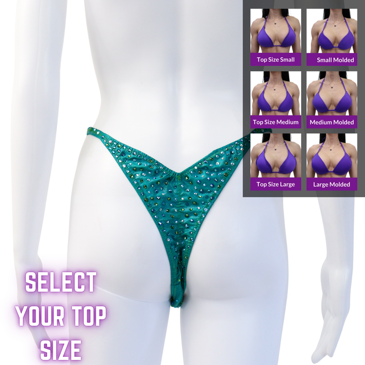 QS SZ: Mary Ann's Green Radiance. Pro.  Angel Competition BikinisThe best NPC Competition Suits for the Bikini Division, Fit Model Division Suits, and bodybuilding suits.