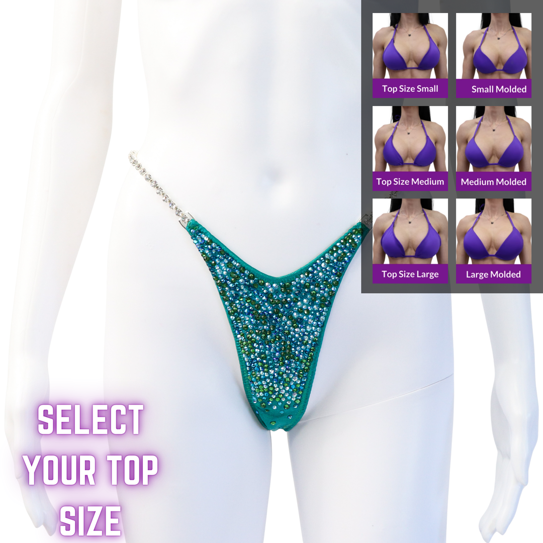 QS SZ: Mary Ann's Green Radiance. Pro.  Angel Competition BikinisThe best NPC Competition Suits for the Bikini Division, Fit Model Division Suits, and bodybuilding suits.