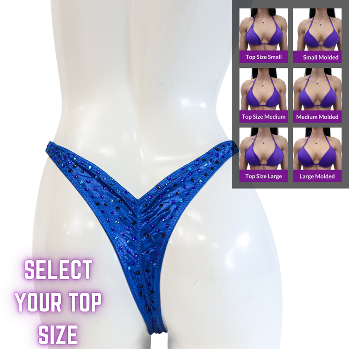 QS SZ: Crystal Radiance. Hologram Electric Blue. Select Your Size/Wellness Pro.  Angel Competition BikinisThe best NPC Competition Suits for the Bikini Division, Fit Model Division Suits, and bodybuilding suits.