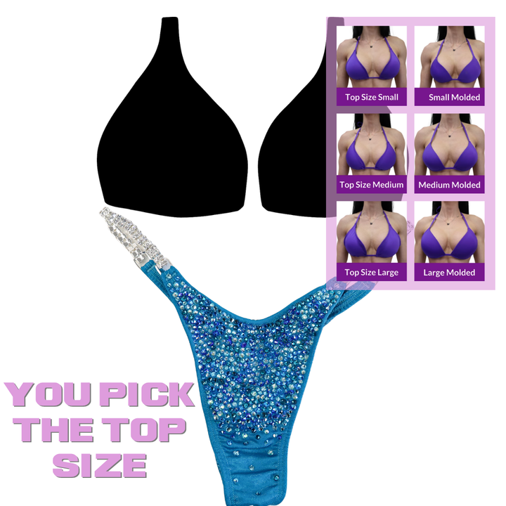 QS SZ: Crystal Radiance. Hologram Turquoise. Micro with Petite Rise.  Angel Competition BikinisThe best NPC Competition Suits for the Bikini Division, Fit Model Division Suits, and bodybuilding suits.