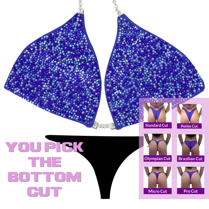 QS SZ: Crystal Radiance. Hologram Electric Purple. Large.  Angel Competition BikinisThe best NPC Competition Suits for the Bikini Division, Fit Model Division Suits, and bodybuilding suits.