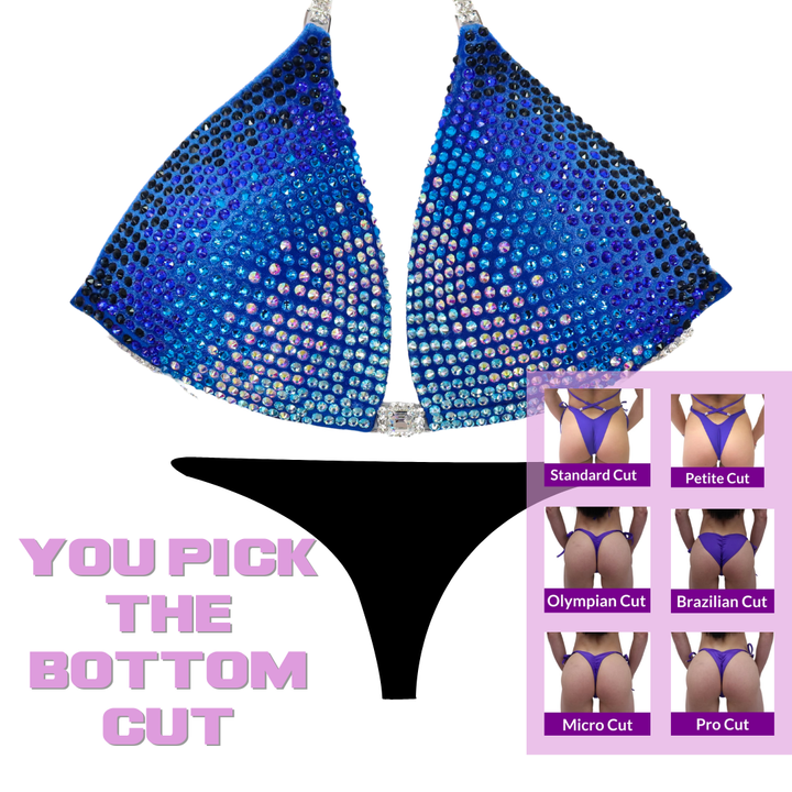 QS SZ: Diamond Cascade. Velvet Royal. Medium Molded.  Angel Competition BikinisThe best NPC Competition Suits for the Bikini Division, Fit Model Division Suits, and bodybuilding suits.