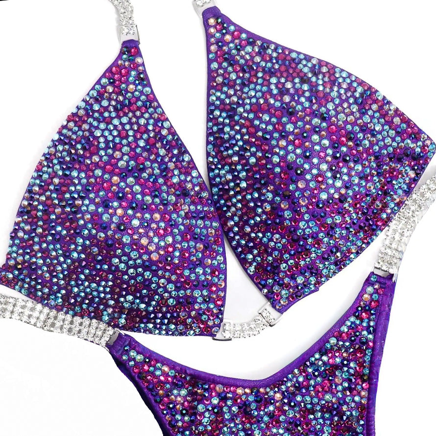 Janet's Photoshoot Purple Radiance  Angel Competition BikinisThe best NPC Competition Suits for the Bikini Division, Fit Model Division Suits, and bodybuilding suits.