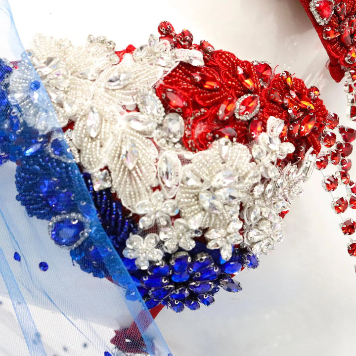 American Red, White & Blue Couture  Angel Competition BikinisNPC Competition Suits