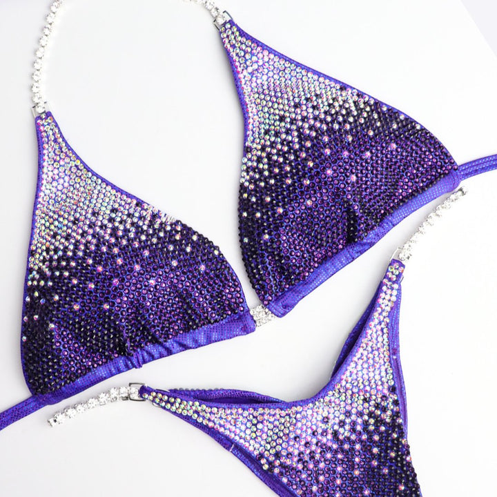 purple gradient crystallized competition suit