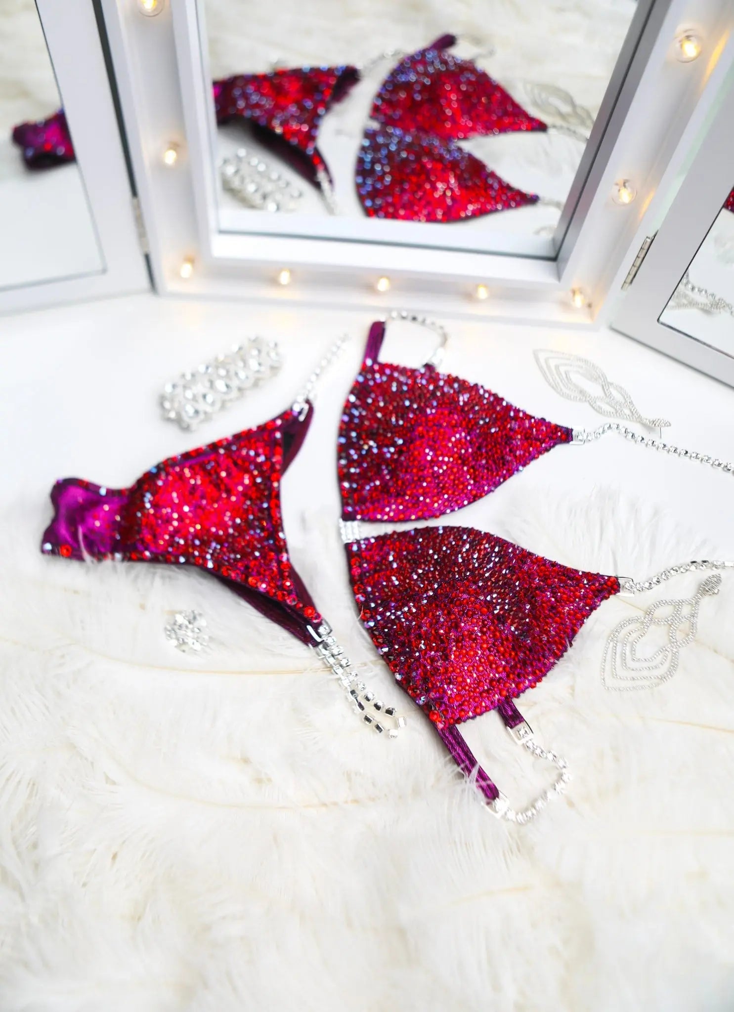 Ashley Kaltwasser Red Pink Competition Suits for NPC Bikini