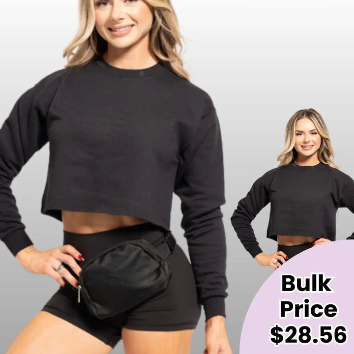 Black Cropped Crewneck