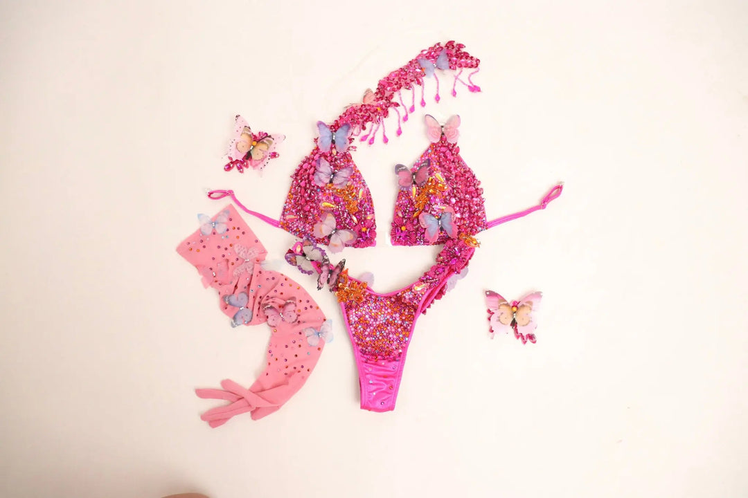 Dustee's Pink Butterfly Couture  Angel Competition BikinisNPC Competition Suits