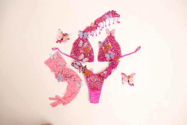 Dustee's Pink Butterfly Couture  Angel Competition BikinisNPC Competition Suits