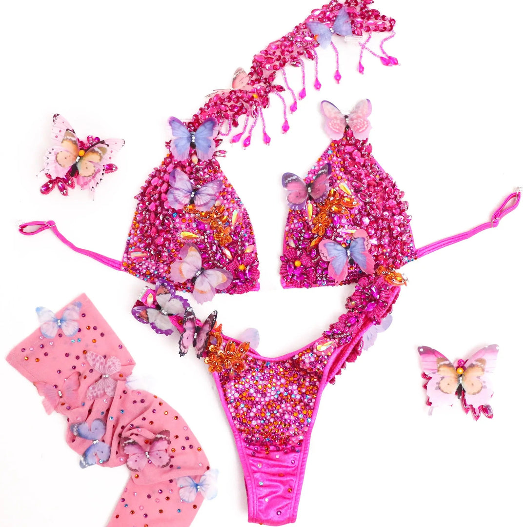 Dustee's Pink Butterfly Couture  Angel Competition BikinisNPC Competition Suits