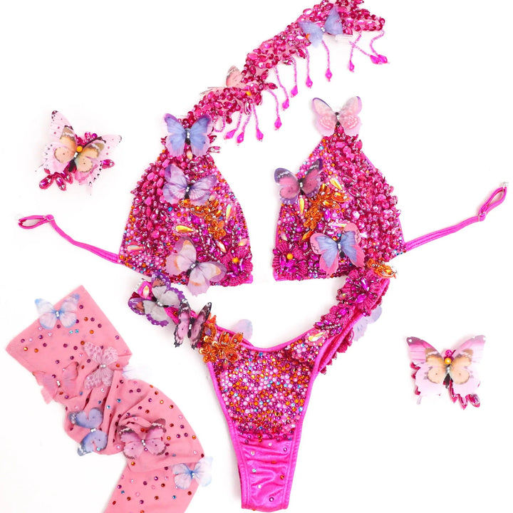 Dustee's Pink Butterfly Couture  Angel Competition BikinisNPC Competition Suits