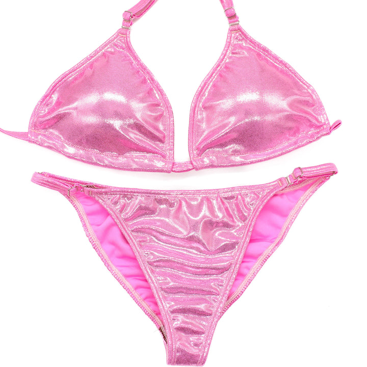 Hologram Baby Pink Fit Model Competition Suit