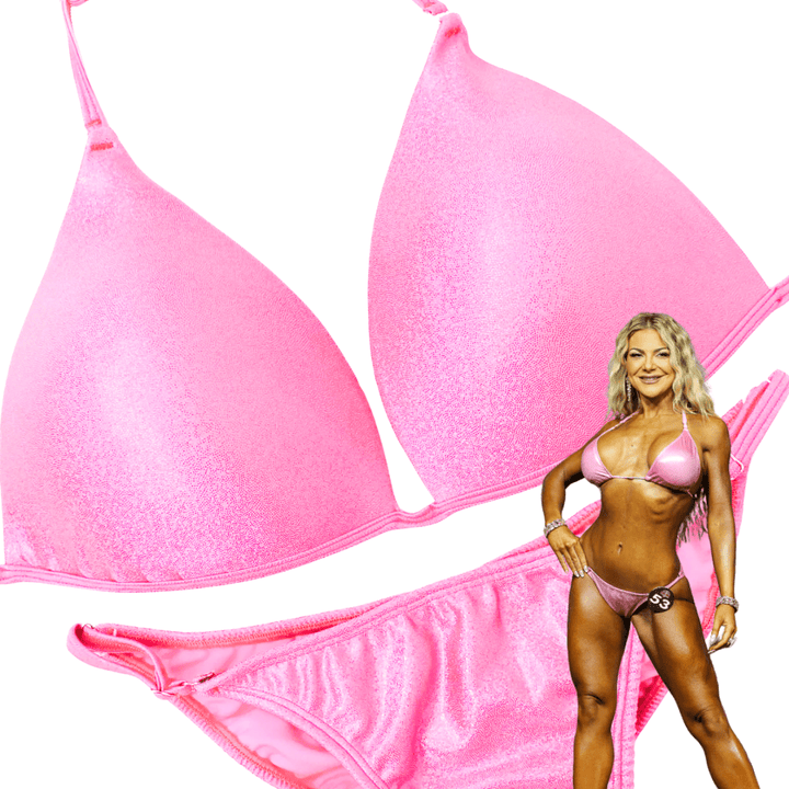 Hologram Baby Pink Fit Model Competition Suit