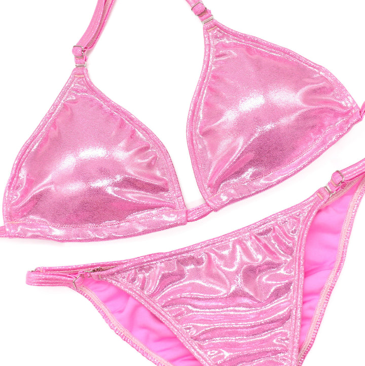 Hologram Baby Pink Fit Model Competition Suit