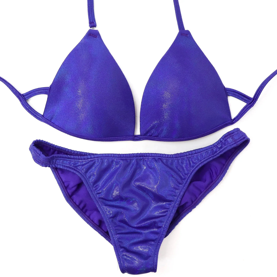 QS ST: Hologram Electric Purple Fit Model Suit. Medium Molded/Fit Model.  Angel Competition BikinisNPC Competition Suits