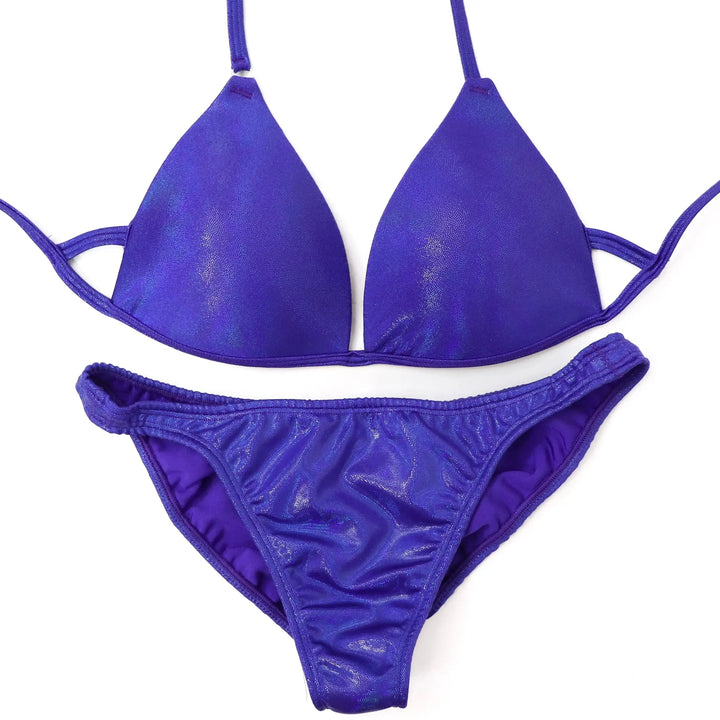 QS ST: Hologram Electric Purple Fit Model Suit. Medium Molded/Fit Model.  Angel Competition BikinisNPC Competition Suits