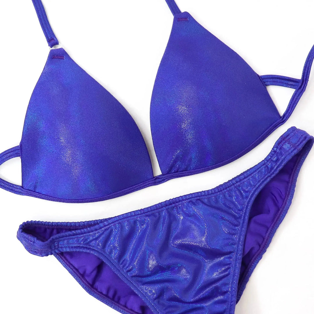 QS ST: Hologram Electric Purple Fit Model Suit. Medium Molded/Fit Model.  Angel Competition BikinisNPC Competition Suits
