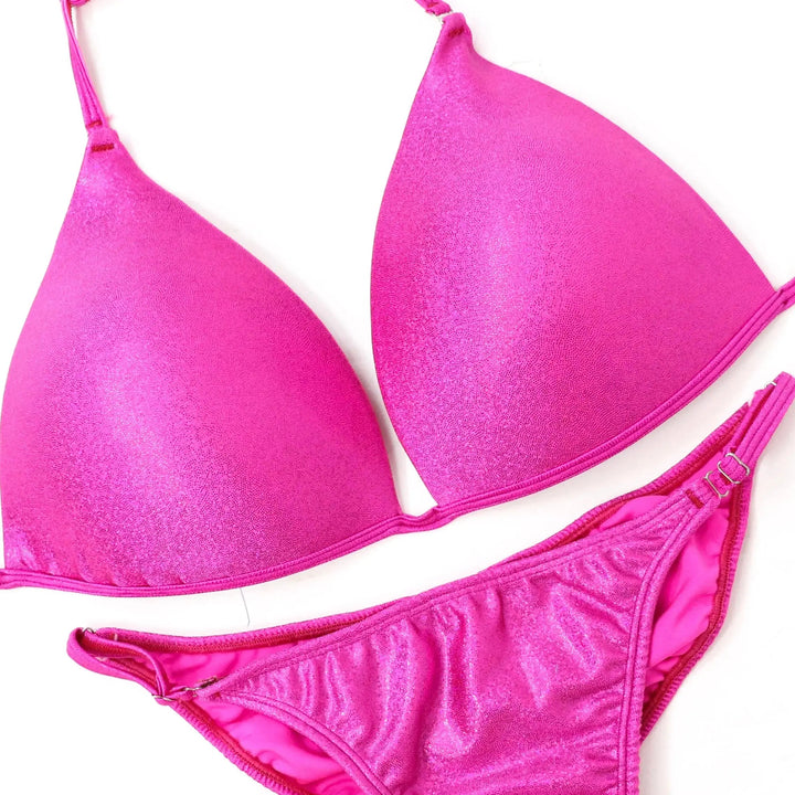 QS ST: Hologram Pink Fit Model Suit. XL Molded/Fit Model.  Angel Competition BikinisNPC Competition Suits
