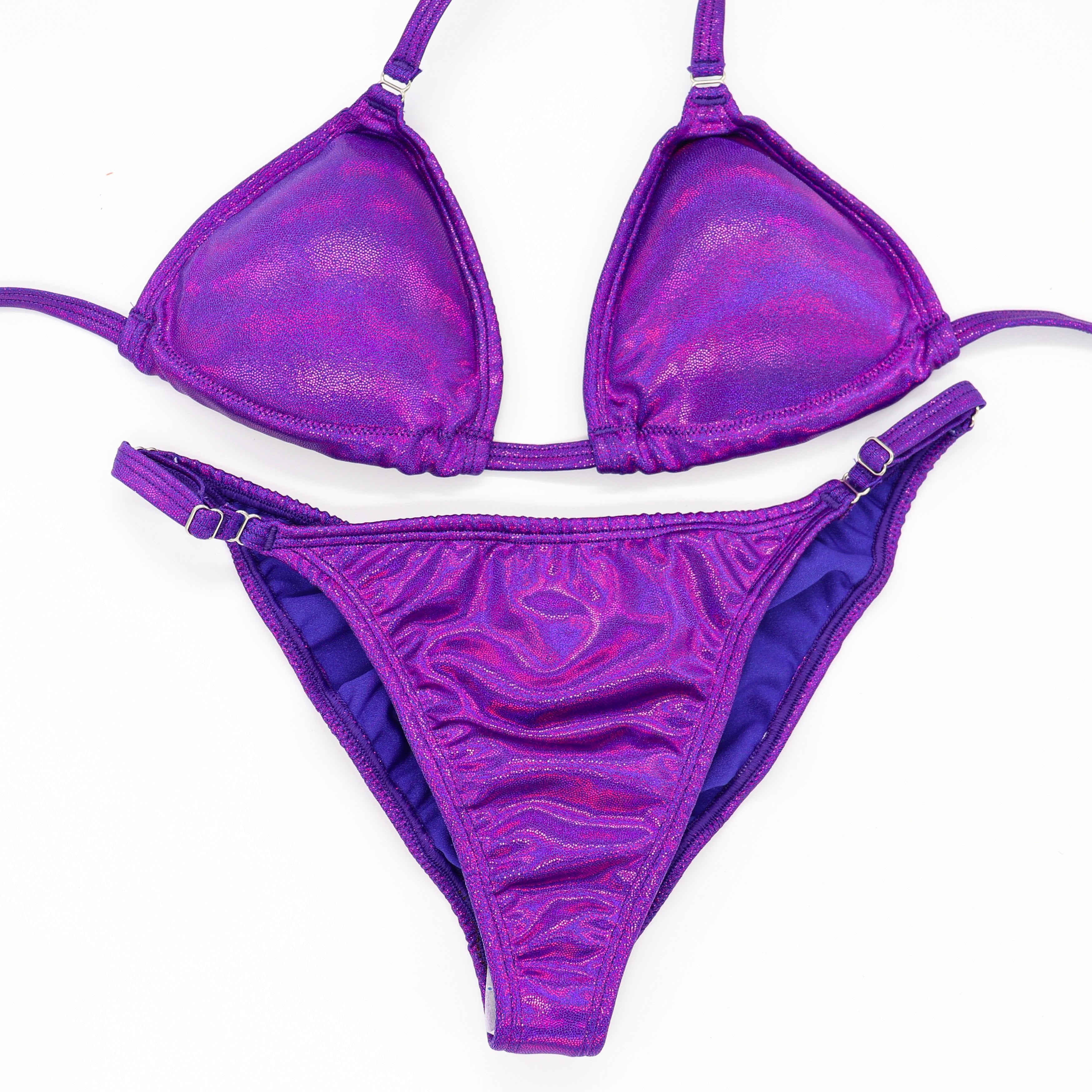 Hologram Purple Fit Model Competition Suit