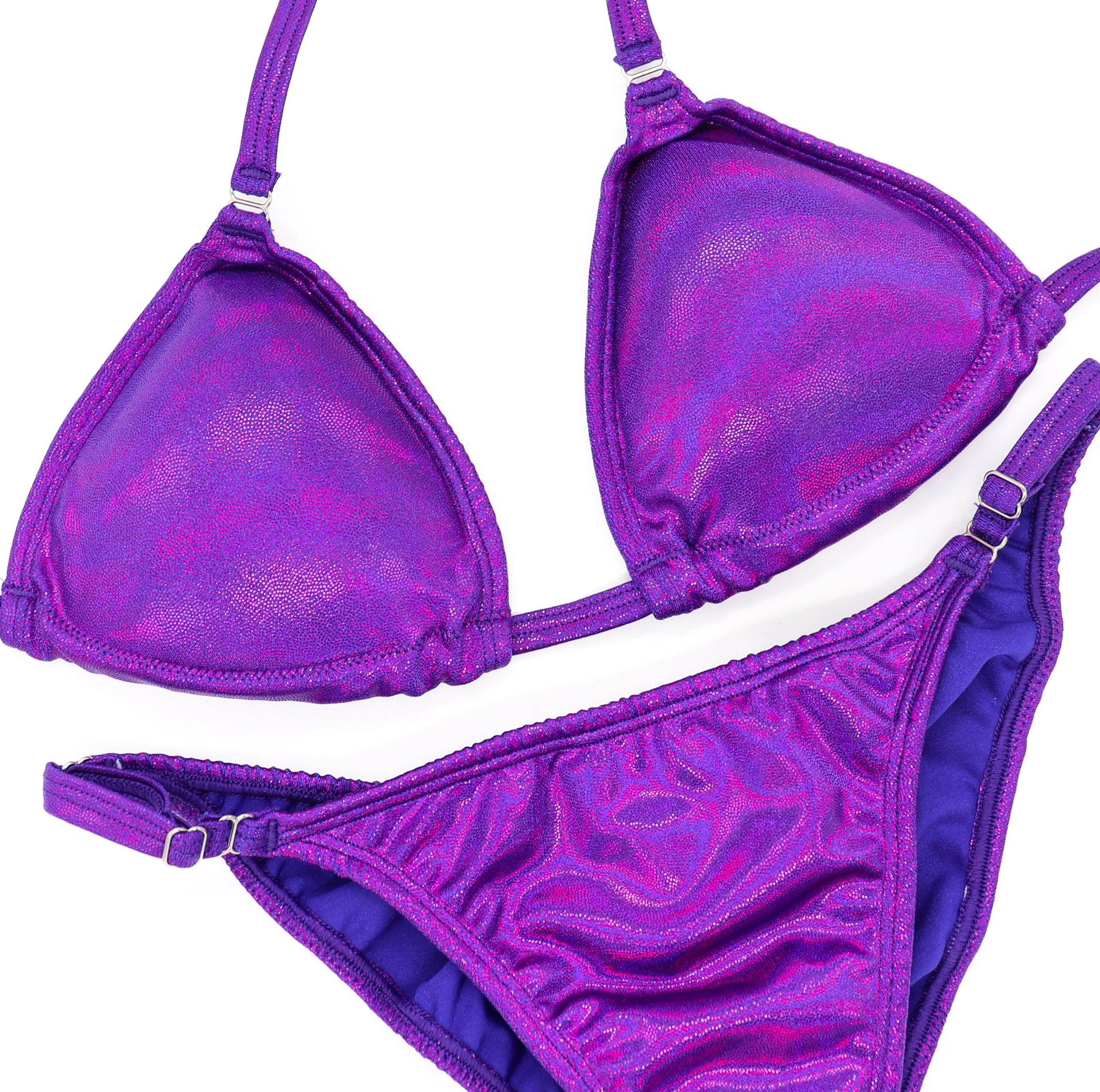 Hologram Purple Fit Model Competition Suit